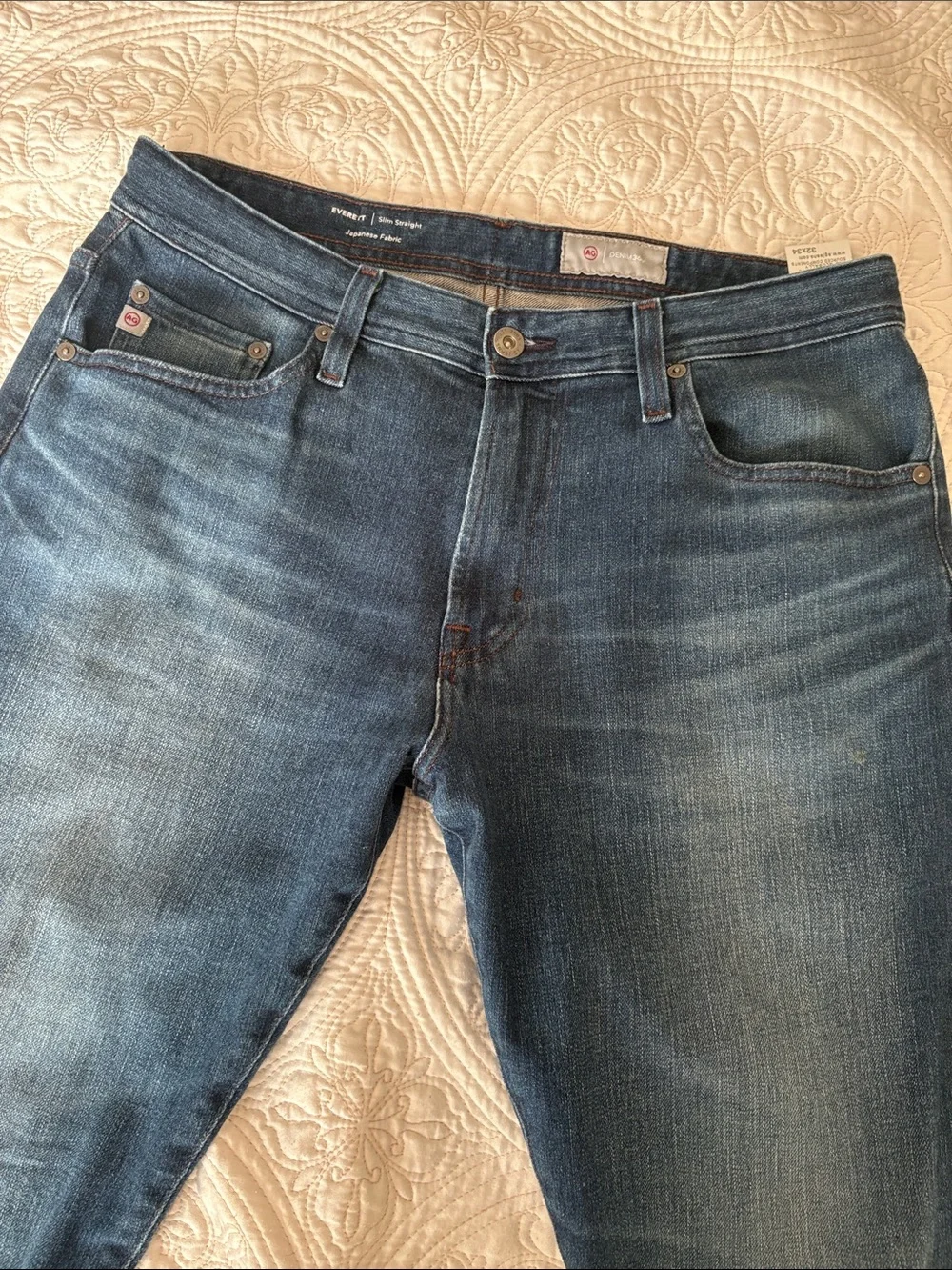 Ag Adriano Goldschmied Men's Straight Jeans in Dark Blue Denim